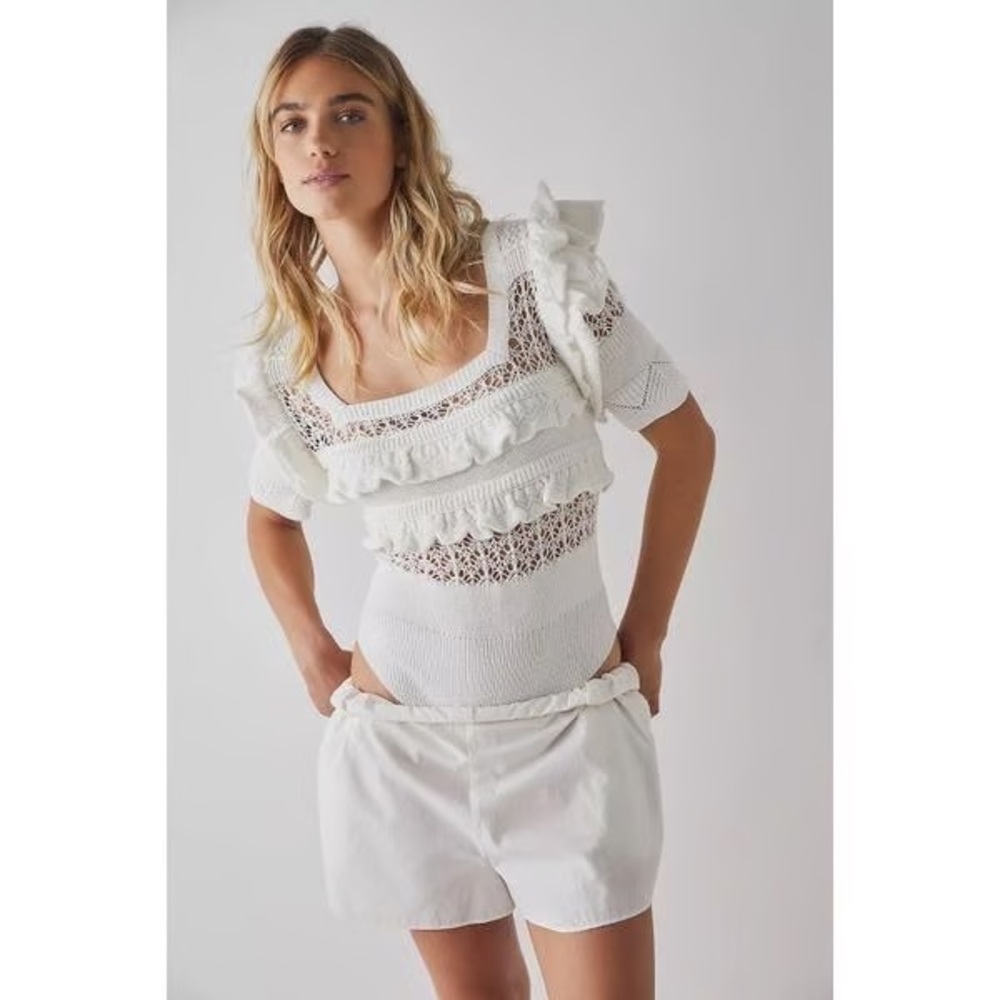 Cassie White crocheted Bodysuit